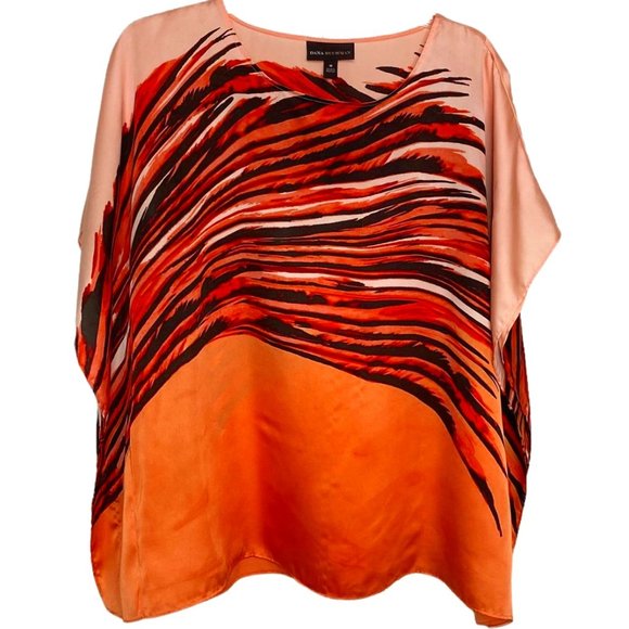 Dana Buchman Womens Relaxed Geometric Swirl Lightweight Poncho Size M Artsy Boho - Picture 1 of 10